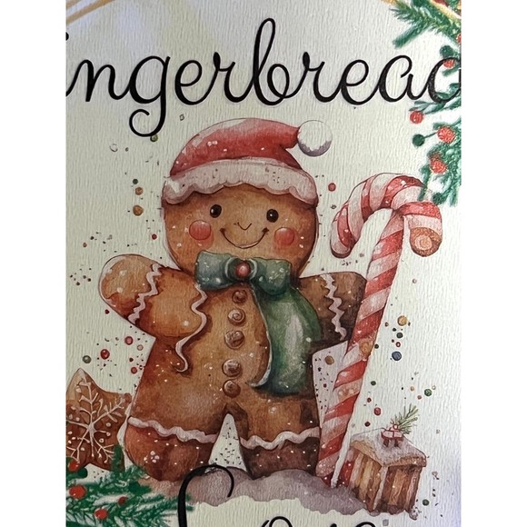 Handmade Gingerbread Love Christmas Holiday Ribbon Door Wreath 22 ins W56 - Picture 6 of 13